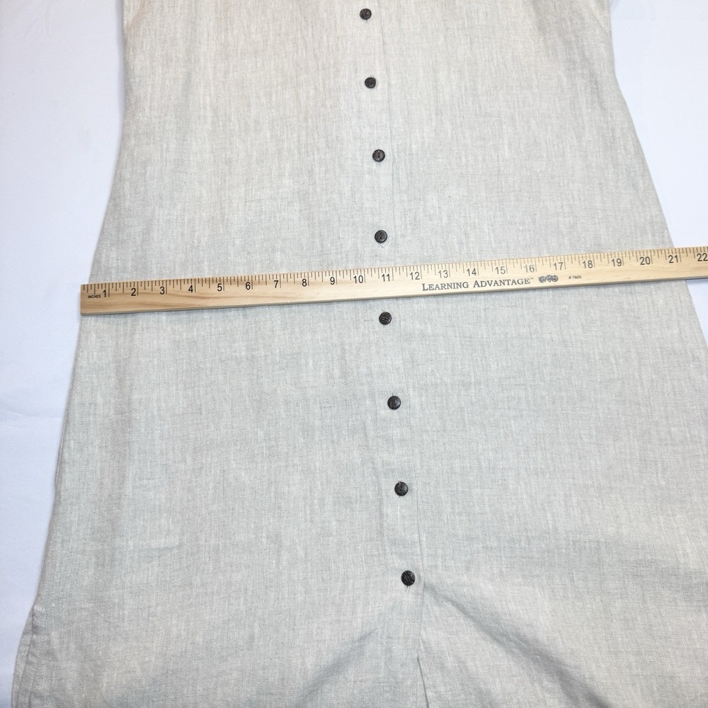Vintage 100% Linen Maxi Shirt Dress M Sleeveless Minimalist Button Front Neutral - Picture 10 of 13